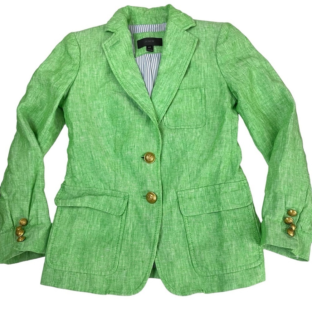 J. Crew Rhodes 100% Linen Blazer Jacket Lime - Picture 13 of 16